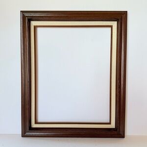 Mid-Century Modern Walnut Picture Frame with Linen Liner for 11x14” Ben Franklin